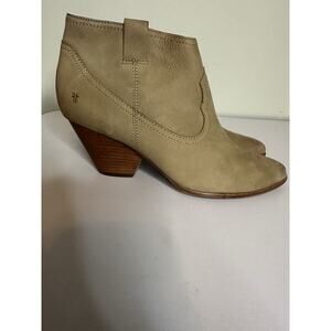 Frye Reina Womens 10 Suede Tan Zip Up Ankle Boot Western Casual